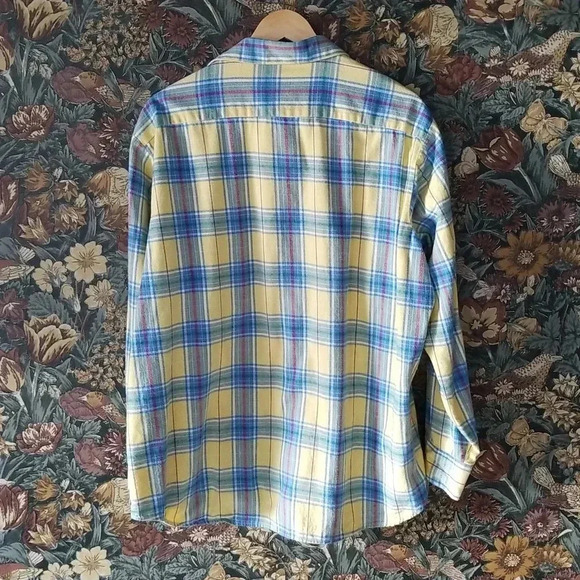 70s yellow and blue plaid shirt - Picture 3 of 3
